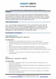 junior web developer resume sles