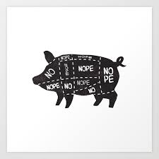 Alternative Pig Meat Cut Chart Vegan And Vegetarian Art Print By Sixsixninenine