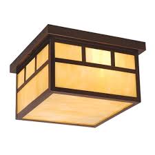 They come in an array of styles and shapes to suit any decor. Mission Bronze Square Outdoor Flush Mount Ceiling Light Honey Glass 11 5 In W X 7 In H X 11 5 In D Overstock 20906868