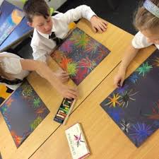 year 3 firework poetry and pastel art
