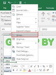 group dates in pivot table by month