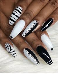 Black and white nails look especially nice during the colder months. 56 Glamorous Black And White Nail Designs The Wonder Cottage White Nail Designs Fancy Nails Black And White Nail Designs