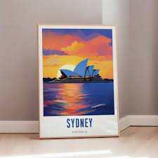 Australia Travel Poster Sydney Mid