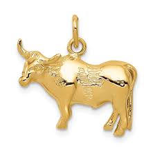 14k yellow gold steer pendant charm