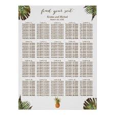 Tropical Leaves Pineapple 20 Tables Seating Chart Zazzle