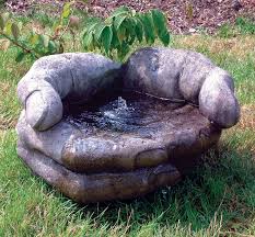 Cupped Hands Stone Fountain Water Feature