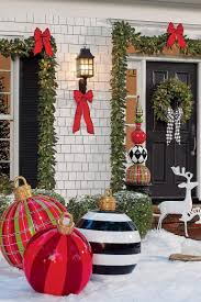 Get yourself a foam craft hoop and hot glue on bows in your desired. Delightful Outdoor Christmas Decorating Ideas