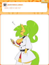 770500 - safe, artist:3mangos, oc, oc only, oc:mango, anthro, ask mango,  anthro oc, ask, big breasts, breasts, cleavage, clothes, female, iphone,  lab coat, solo, tumblr - Derpibooru