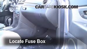 Fuse panel layout diagram parts: Interior Fuse Box Location 2004 2009 Mazda 3 2008 Mazda 3 S 2 3l 4 Cyl Hatchback