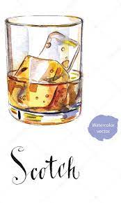 glass of scotch whiskey brandy with ice