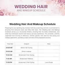 wedding hair and makeup schedule
