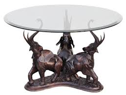 Glass Top Table With Bronze Sculpture