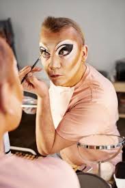 free photo drag queen putting makeup