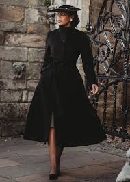 Black Wool Coat Women Long Belted Coat
