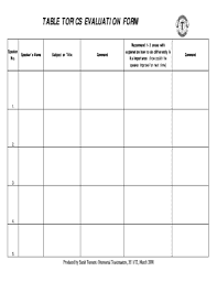 table topics evaluation form fill and