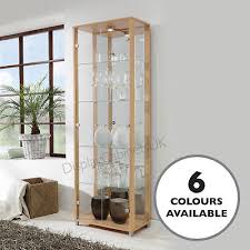 Home Double Glass Display Cabinet Beech