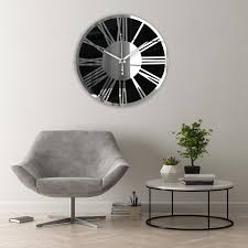 Acrylic Glass Wall Clock Black White