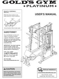 gym platinum ggbe6958 0 user manual pdf