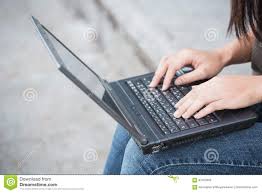 Technology Modern Lifestyle Closeup Hand Using Laptop