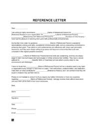 free reference letter template pdf
