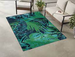 blue palm indoor outdoor area rug