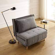 Gray Fabric Futon Chair