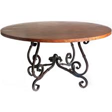 There will be an extended lead time for the 72″ round top. French Iron Dining Table With 60 In Round Hammered Copper Top