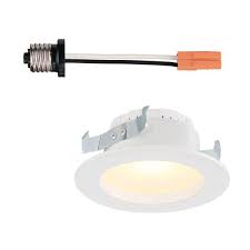 Commercial Electric 4 In White Integrated Led Recessed Can Light Trim Cer4730nwh40 The Home Depot