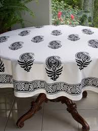 black and white tablecloth paisley