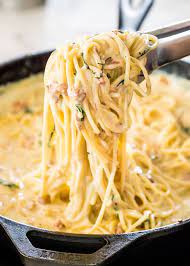 Spaghetti Carbonara With Cream And Chicken gambar png
