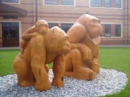 Carved Wood School Custom Statues