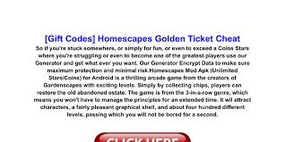 gift codes homescapes golden ticket