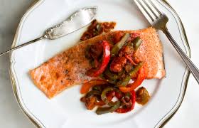 oven steamed arctic char with piperade