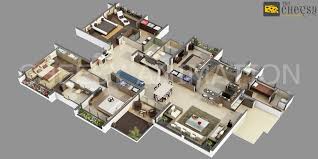 3d Bungalows Floor Plan Realistic