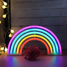 Us 11 27 39 Off 1 Pcs Led Light Lamp Rainbow Neon Sign Decoration For Christmas Birthday Party Home Tn88 In Led Table Lamps From Lights Lighting