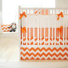 White And Orange Crib Bedding