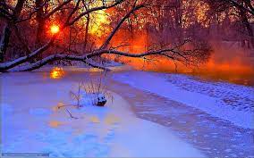 wallpaper nature, Winter, sunset, road ...