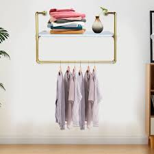 Gold Iron Wall Mounted Clothes Rack