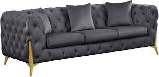 Kingdom Grey Velvet Sofa By Meridian