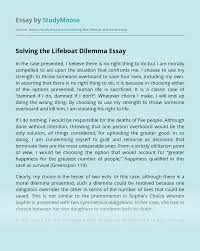 Firm obligation or necessity b. Solving The Lifeboat Dilemma Free Essay Example