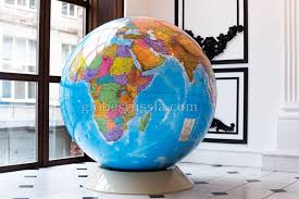 political floor globe on plastic stand