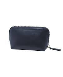 womens small navy leather makeup bag
