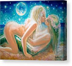 Kissing a mermaid Canvas Print / Canvas Art by Chirila Corina - Pixels