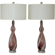 Vintage Murano Glass Table Lamps Purple