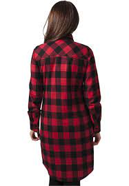 checked flanell shirt dress black red