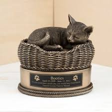 How much does a pet cremation cost? Bronze Cat In Basket Cremation Urn