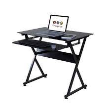 Flash furniture contemporary glass computer desk, black. One Space 50 Jn1205 Black Glass Computer Desk With Pull Out Keyboard Tray Overstock 11998759