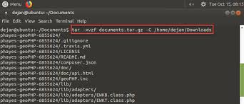 unzip tar gz files from linux command line