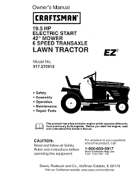 This craftsman riding mower gets its name from how it is about 42 inches in size. Craftsman 917270912 User Manual 19 5hp 42 Lawn Tractor Manuals And Guides L0060084