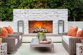 White Brick Outdoor Fireplace Design Ideas